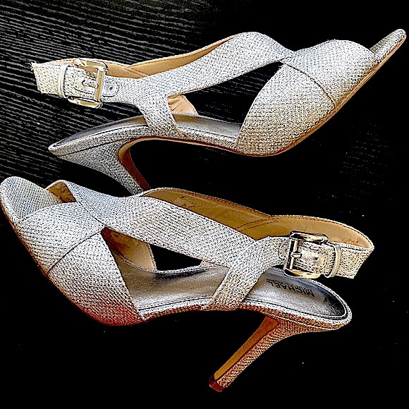 Michael Kors Silver Becky Open Toe women sandals heels - Picture 2 of 3